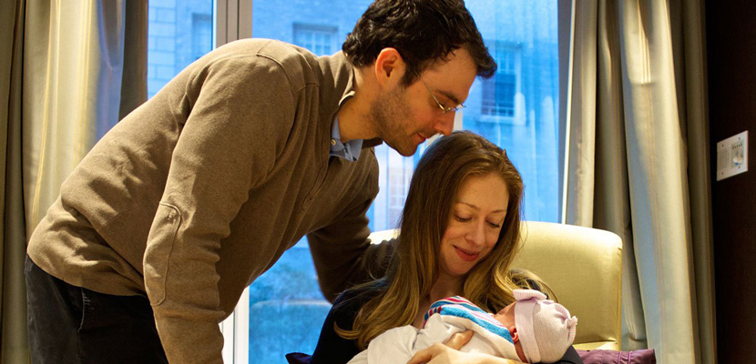 Chelsea Clinton with her daughter, Charlotte Clinton Mezvinsky, and her husband, Marc Mezvinsky, who is Jewish. Chelsea Clinton.
