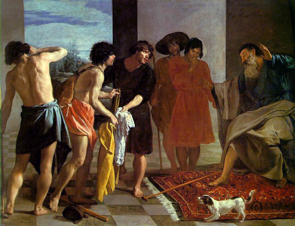 Joseph&#8217;s Bloody Coat Brought to Jacob by Diego Velazquez. Wikimedia.
