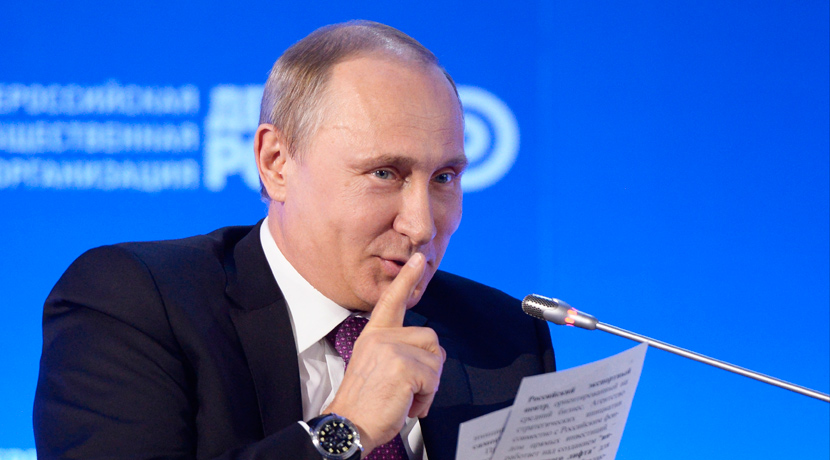 Russian President Vladimir Putin gestures as he speaks at the &#8220;Business Russia&#8221; forum in Moscow on May 26, 2015. Alexei Nikolsky/RIA Novosti, Kremlin Pool Photo via AP.
