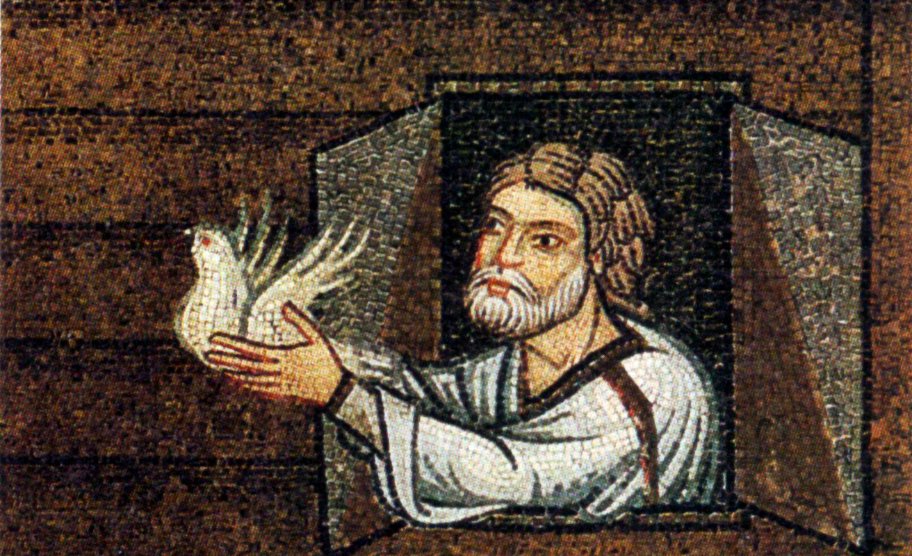 A 12th-century Venetian mosaic depicting Noah releasing the dove. Wikipedia.
