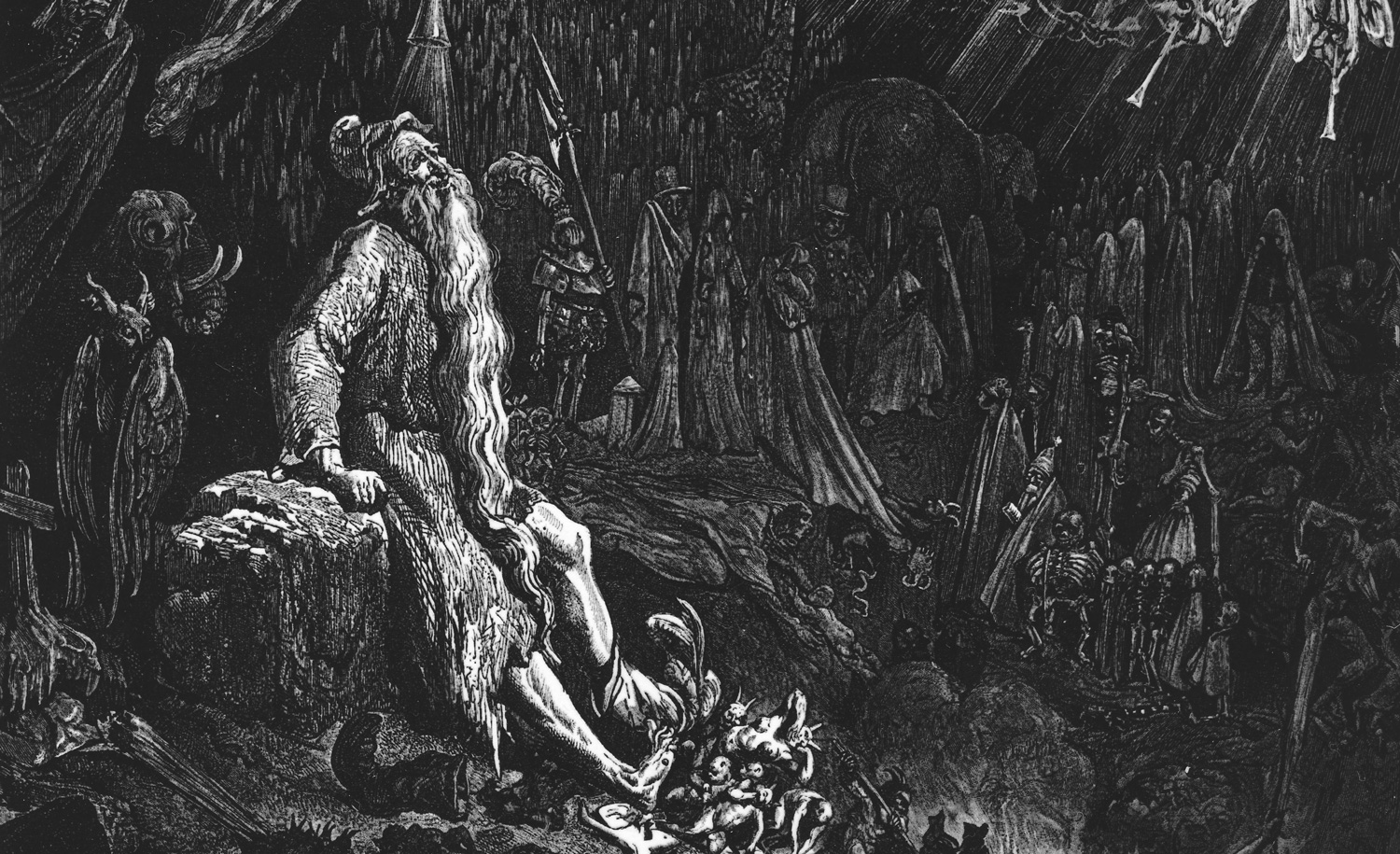 The Wandering Jew on Judgment Day. From a woodcut by Gustave Doré.
