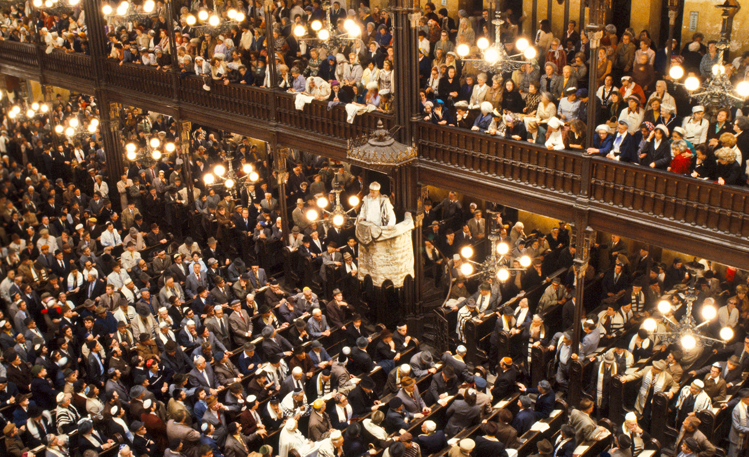 Prayer service at Dohány Street Synagogue in Budapest, Hungary. Nathan Benn/Corbis via Getty Images.
