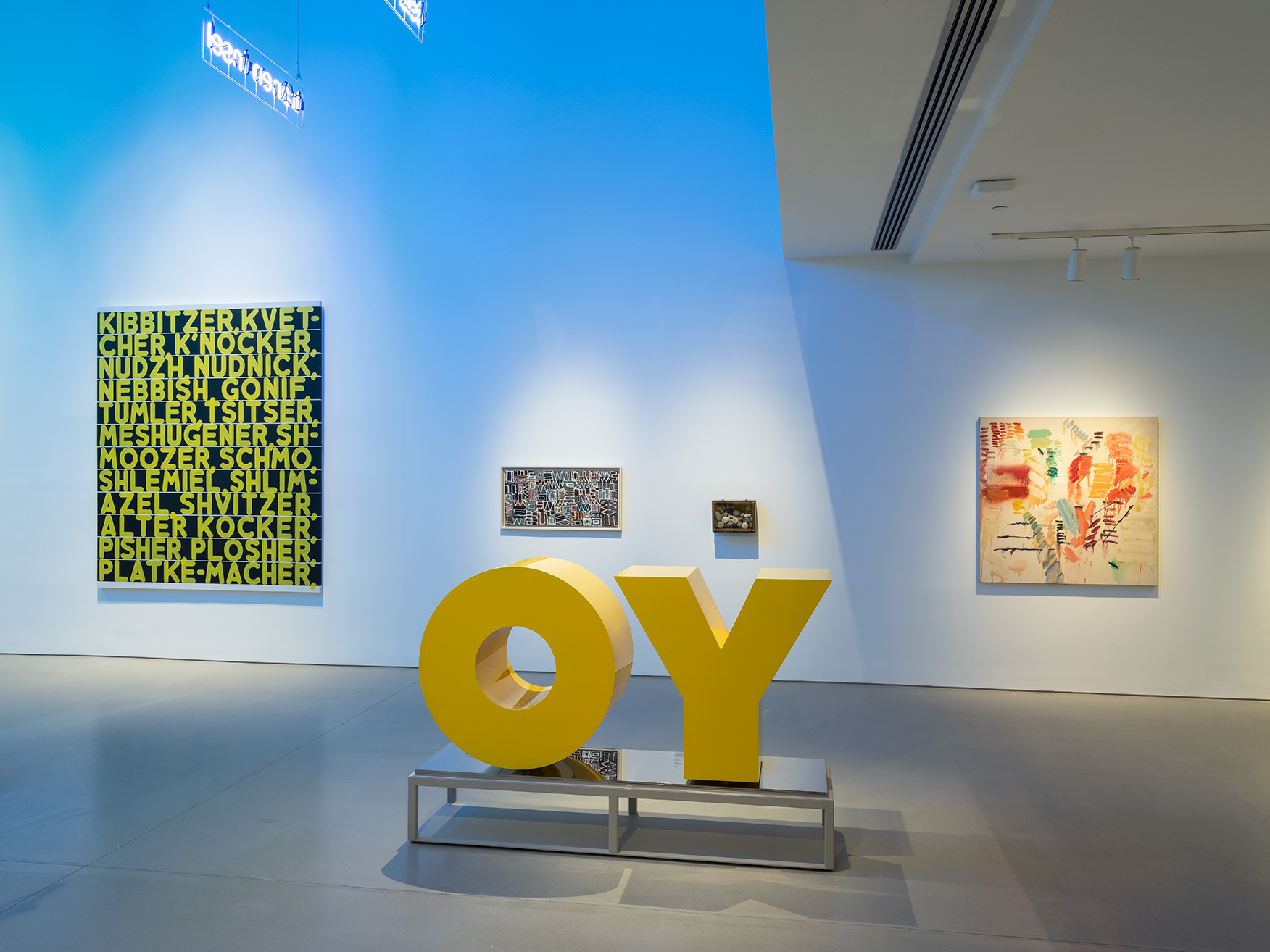 A view of &#8220;OY/YO,&#8221; an aluminum sculpture by Deborah Kass featured in the Jewish Museum&#8217;s new exhibition of its permanent collection. Jewish Museum.
