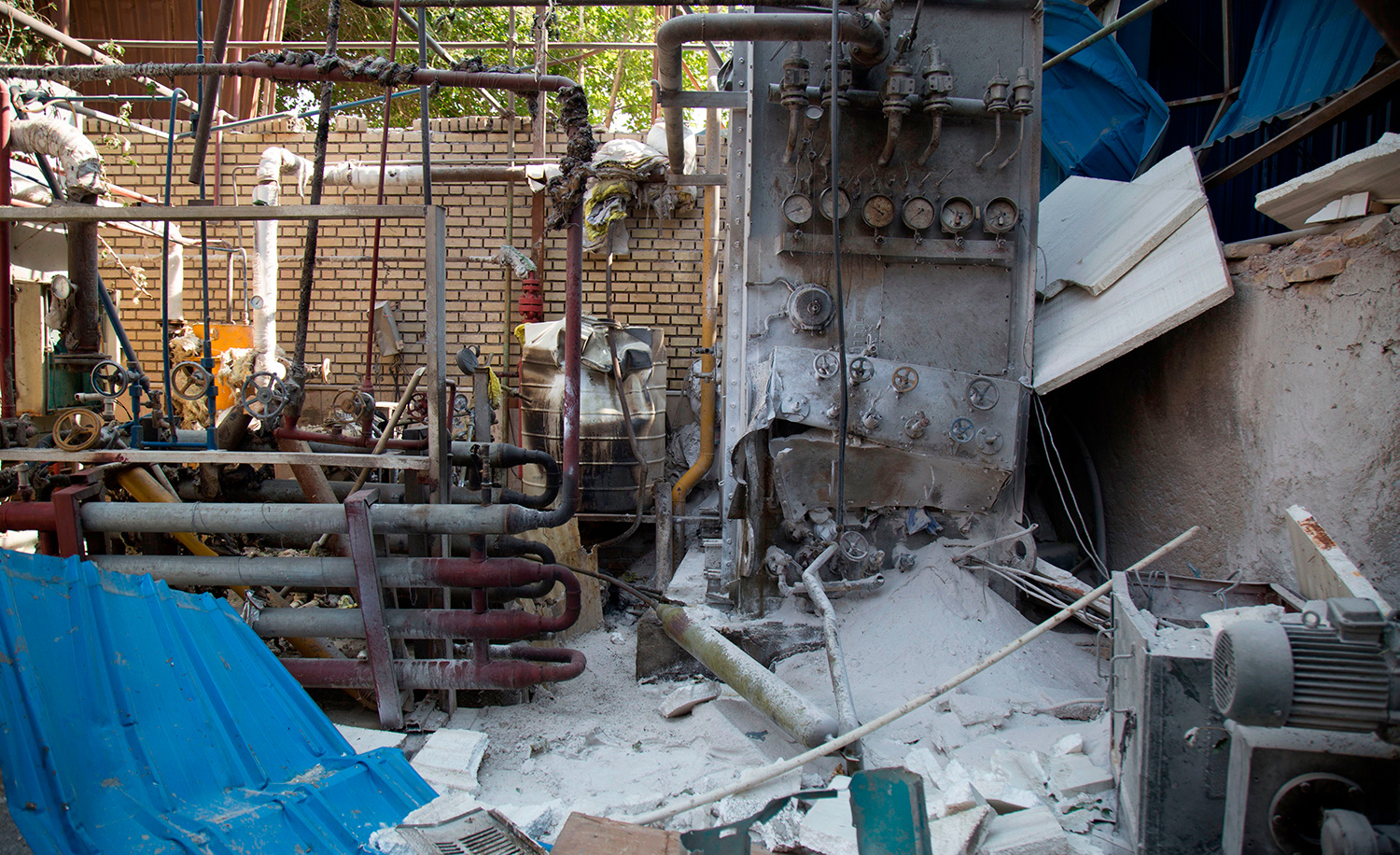 A picture taken on July 7, 2020, shows the aftermath of an explosion at an oxygen factory in the town of Baqershahr, south of Tehran. MEHDI KHANLARI/FARS NEWS/AFP via Getty Images.
