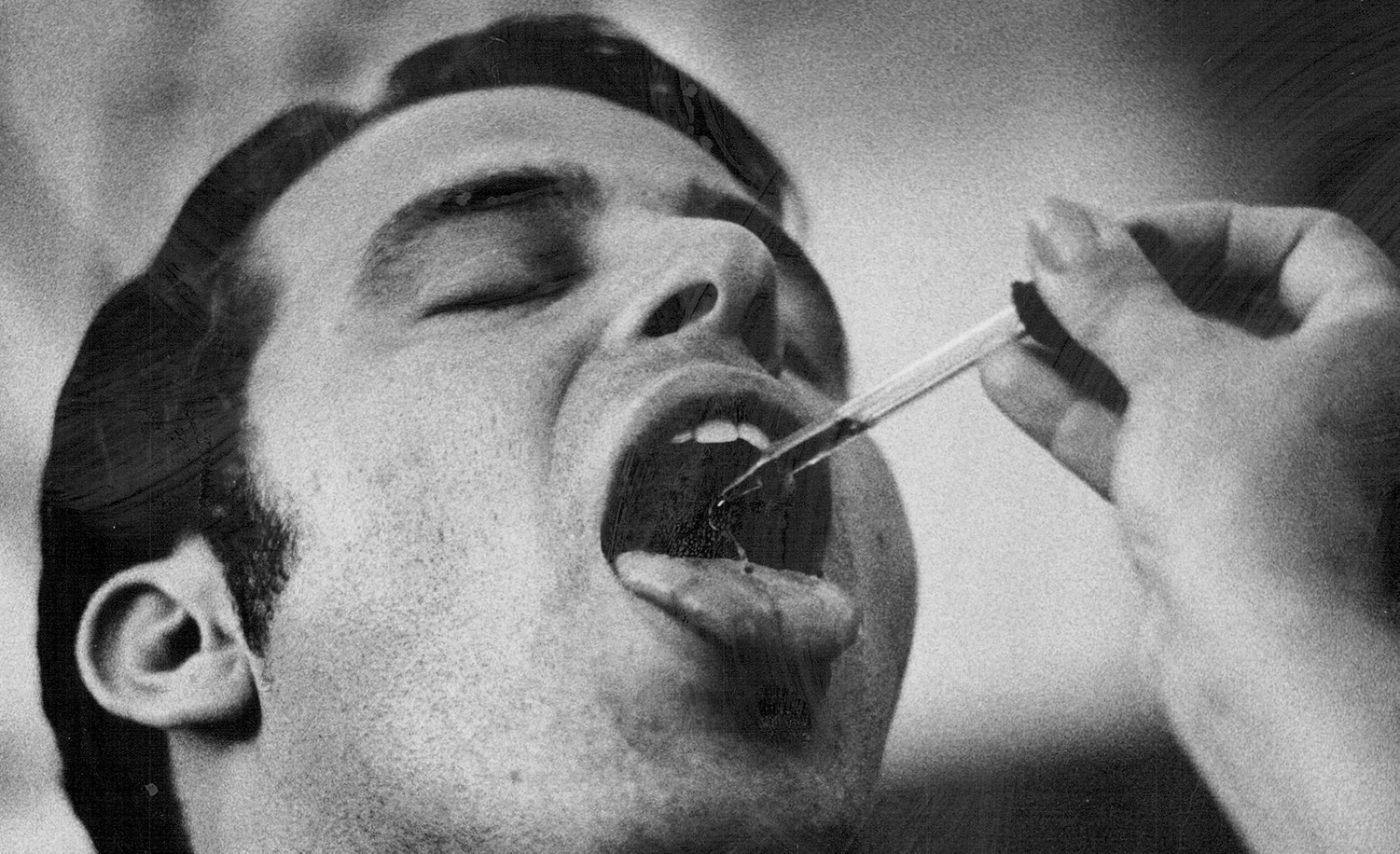 A man drinking a dropper full of brandy at a fast expressing concern for oppressed Russian Jews on August 12, 1970. Denver Post via Getty Images.
