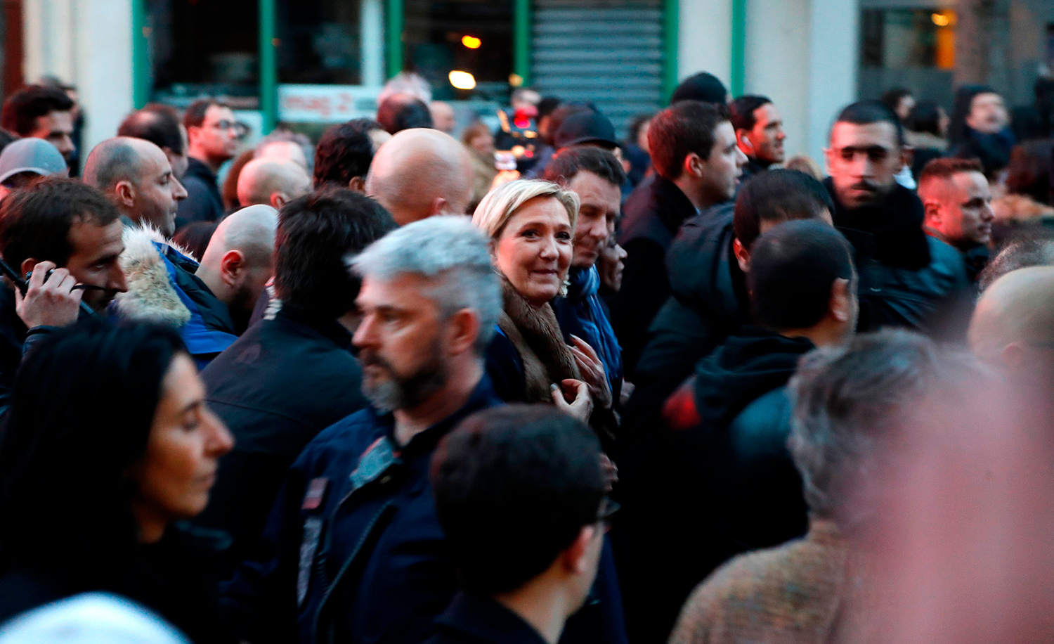 Marine Le Pen, president of the French far-right Front National party, in Paris on March 28, 2018, during a silent march in memory of Mireille Knoll, an 85-year-old Jewish woman murdered in her home in an anti-Semitic attack. FRANCOIS GUILLOT/AFP via Getty Images.
