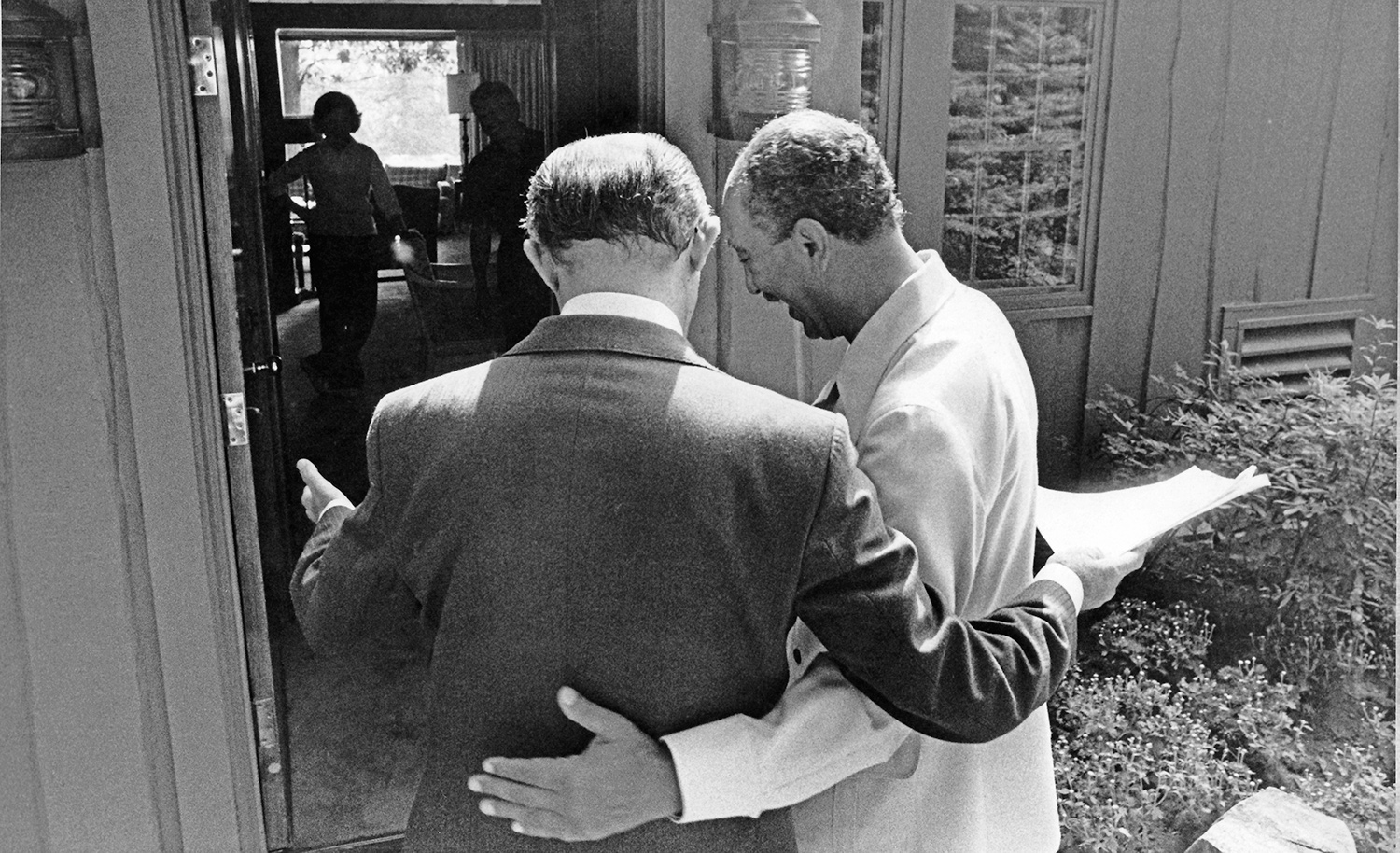 Menachem Begin and Anwar Sadat during the Egyptian-Israeli peace negotiations at Camp David on September 6, 1978. White House via CNP/Getty Images.
