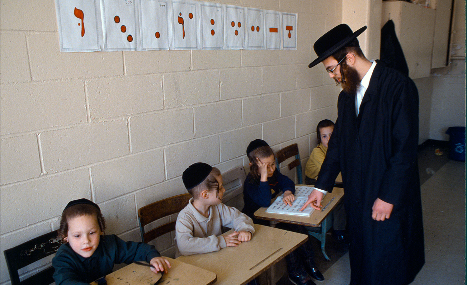 Young yeshiva students in the 1990s in Williamsburg, Brooklyn, New York. Andrew Lichtenstein/Corbis via Getty Images.
