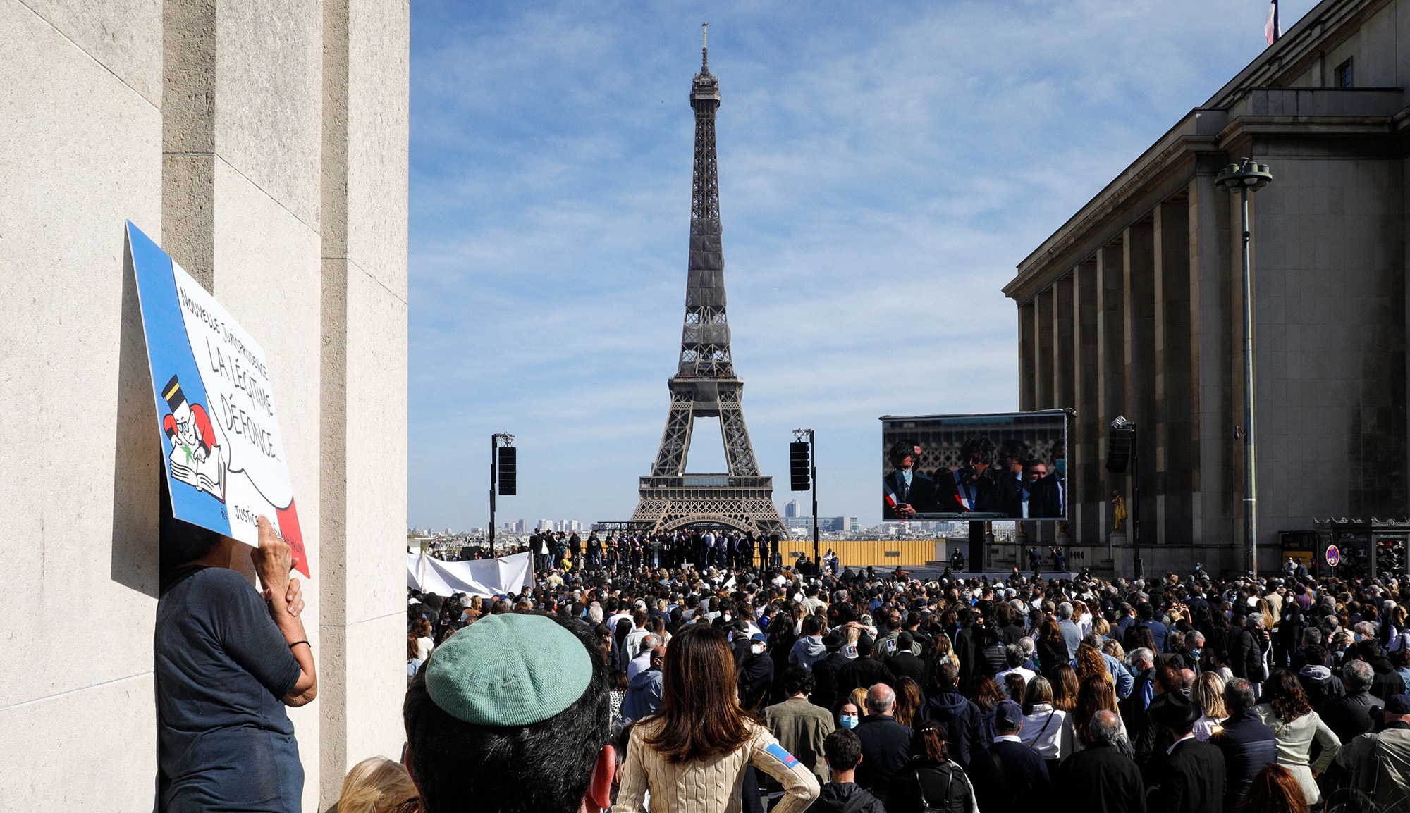 A march for justice for the murdered Orthodox Jewish woman Sarah Halimi in Paris on April 25, 2021. GEOFFROY VAN DER HASSELT/AFP via Getty Images.
