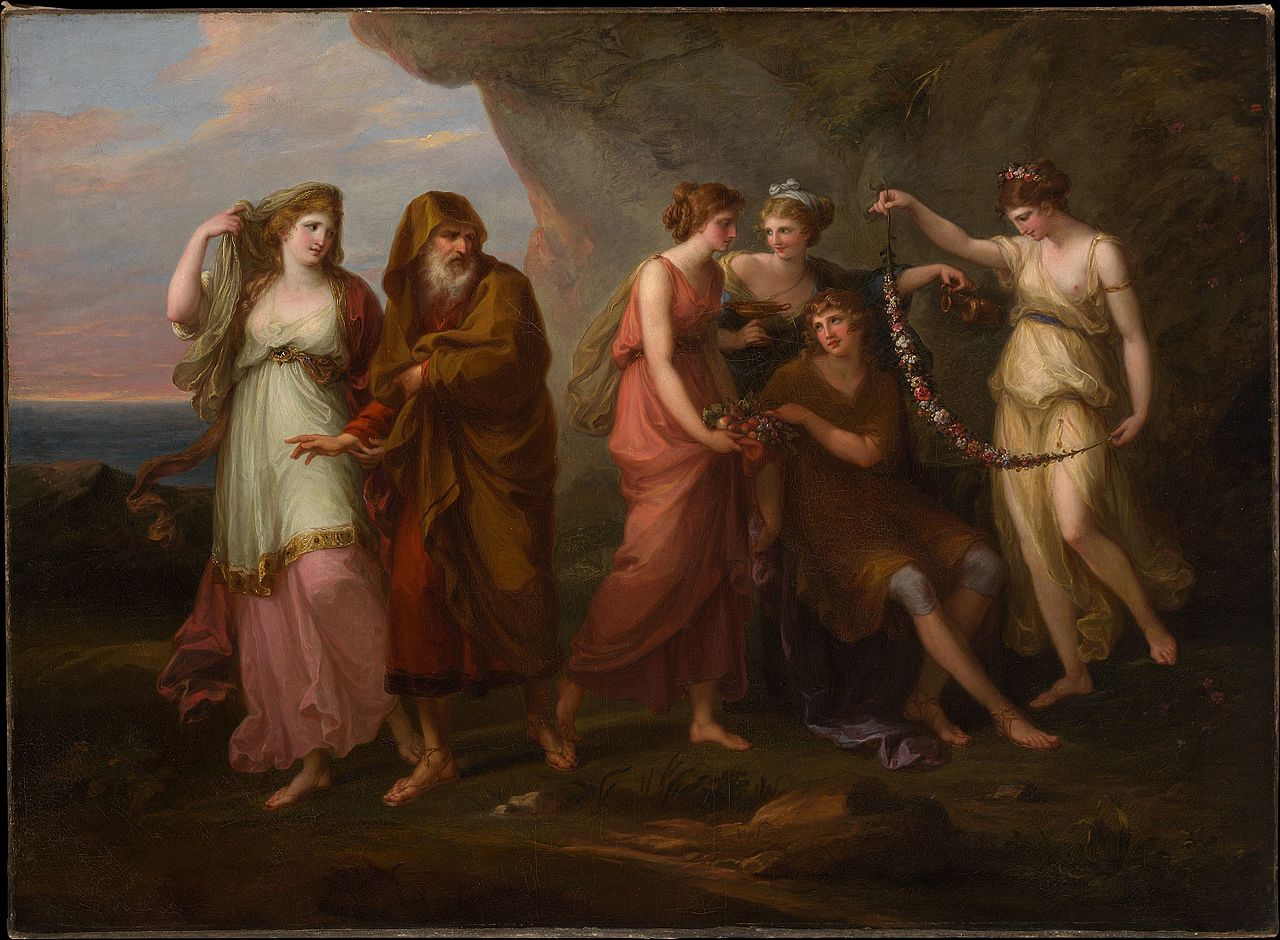Angelica Kauffmann&#8217;s &#8220;Telemachus and the Nymphs of Calypso,&#8221; 1782. Wikipedia.
