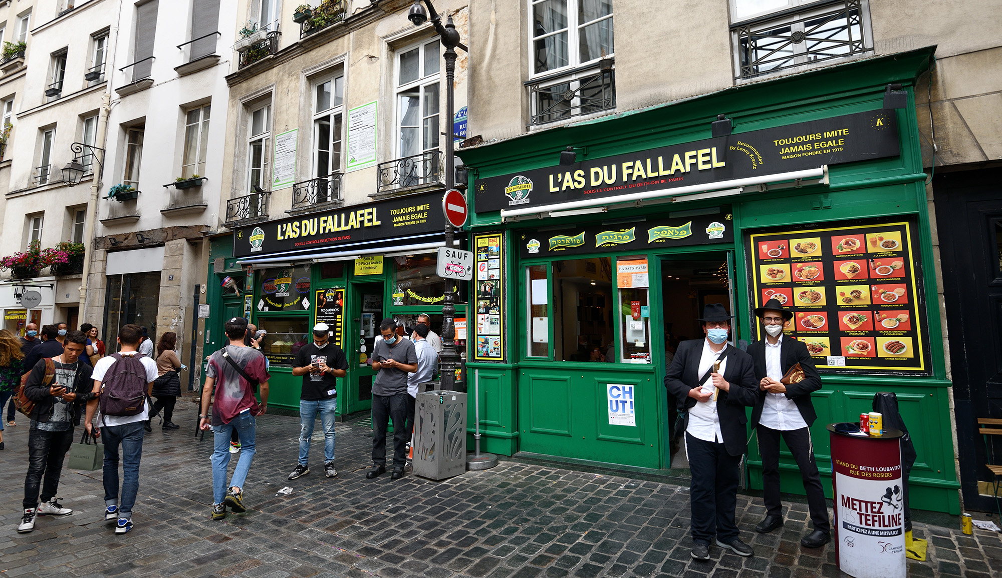 
L&#8217;As du Fallafel restaurant in the Marais district, hosting one of Paris&#8217;s main Jewish communities, on July 24, 2020. Frédéric Soltan/Corbis via Getty Images.






