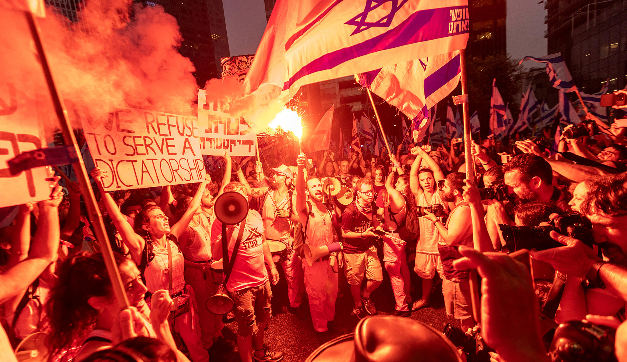 



Protest against the government&#8217;s judicial overhaul in Tel Aviv on July 29, 2023. Yossi Aloni/Flash90.




