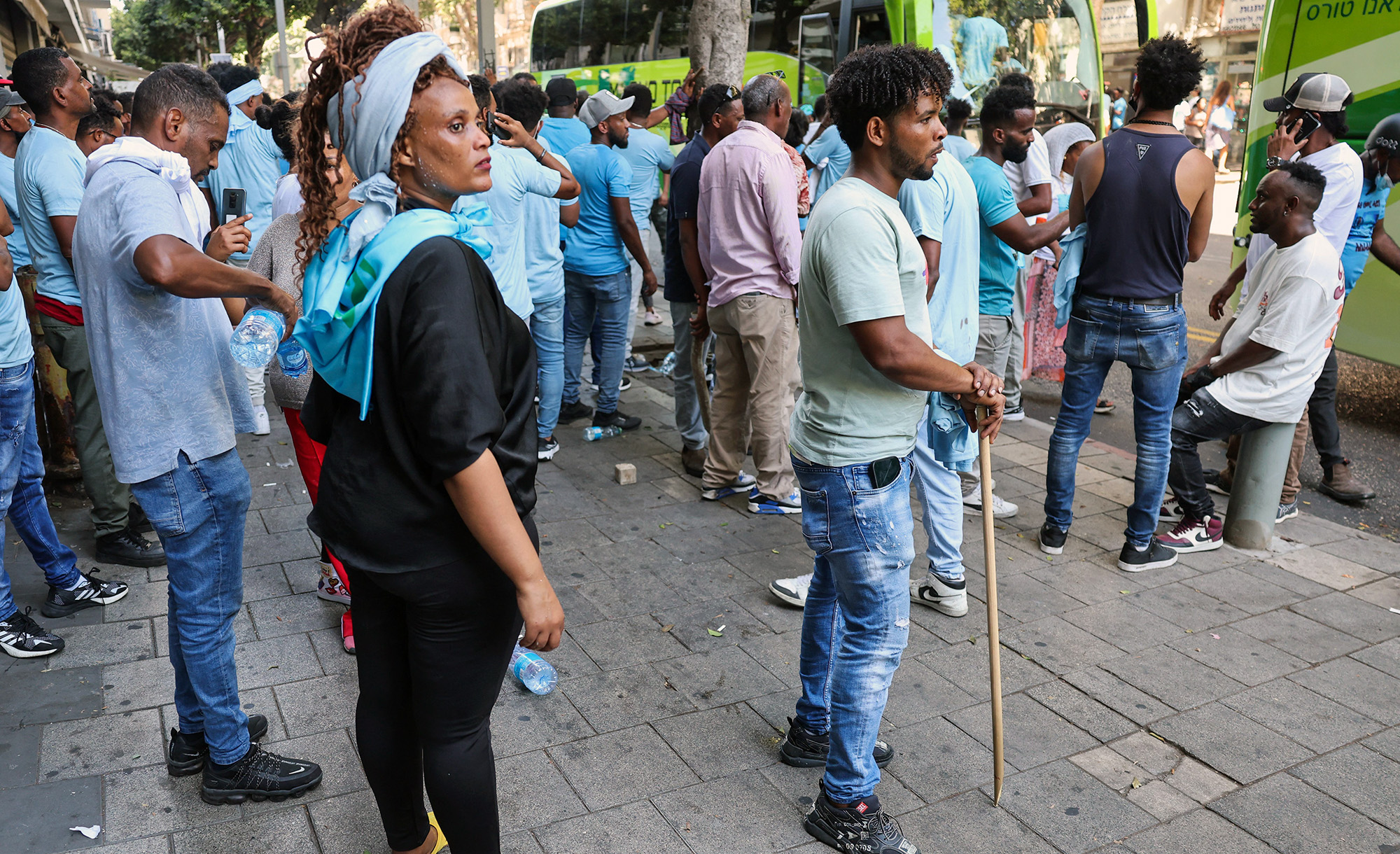 
Eritrean asylum-seekers protest Eritrea&#8217;s government in Tel Aviv on September 2, 2023. JACK GUEZ/AFP via Getty Images.






