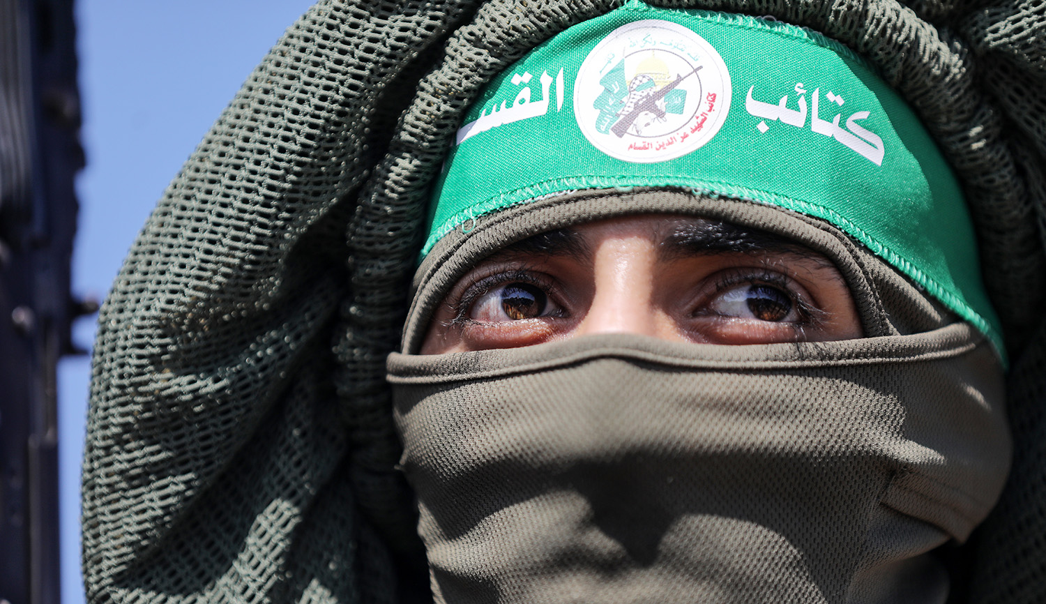 
A Palestinian fighter from the armed wing of Hamas in the central Gaza Strip on July 19, 2023. Majdi Fathi/NurPhoto via Getty Images.






