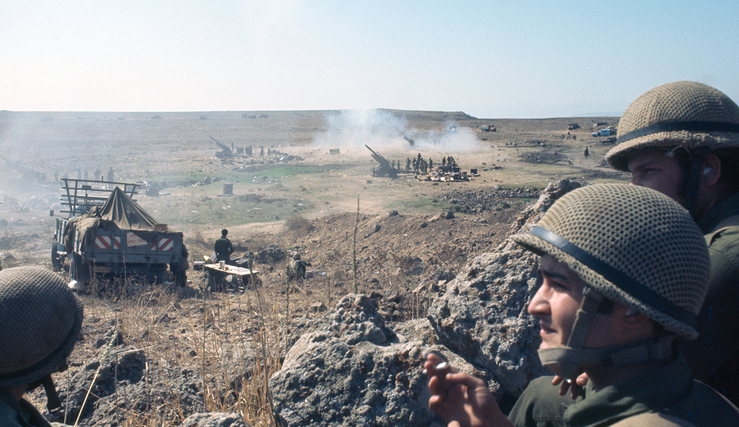 
An Israeli artillery installation at the Golan Heights during the Yom Kippur War in October 1973. Terry Fincher/The Fincher Files/Popperfoto via Getty Images.






