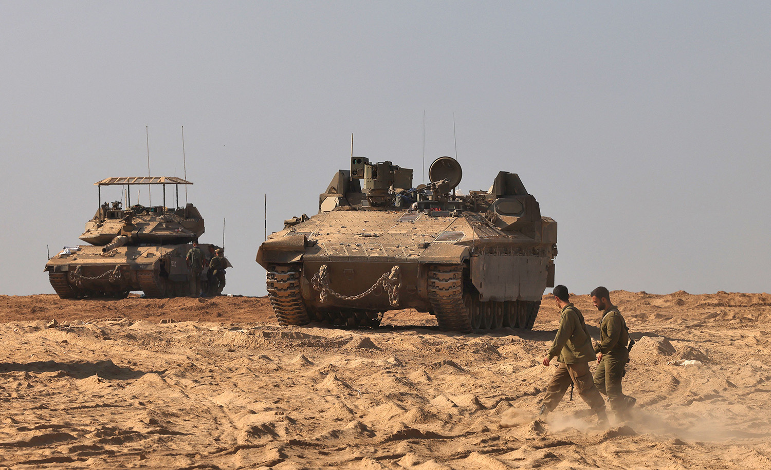 
Israeli tanks on the border with Gaza in southern Israel on November 5, 2023. MENAHEM KAHANA/AFP via Getty Images.








